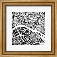 Framed Paris Map Black