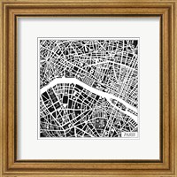 Framed 'Paris Map Black' border=