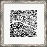 Framed 'Paris Map Black' border=