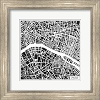 Framed Paris Map Black