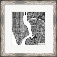 Framed 'New York Map Black' border=