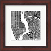 Framed New York Map Black