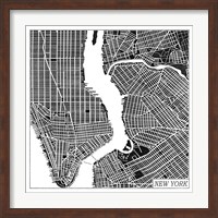 Framed New York Map Black