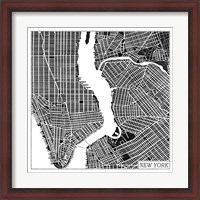 Framed 'New York Map Black' border=
