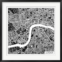 Framed London Map Black