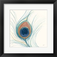 Framed Peacock Feather II Blue