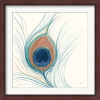 Framed Peacock Feather II Blue