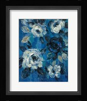 Framed 'Loose Flowers on Blue II' border=