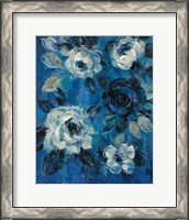 Framed 'Loose Flowers on Blue II' border=