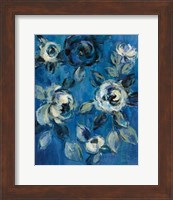 Framed Loose Flowers on Blue I
