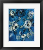 Framed Loose Flowers on Blue I