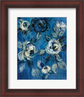 Framed 'Loose Flowers on Blue I' border=