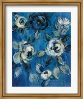 Framed Loose Flowers on Blue I