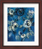 Framed Loose Flowers on Blue I