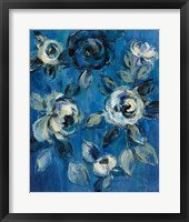 Framed 'Loose Flowers on Blue I' border=