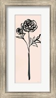 Framed Floral Line I on Pink