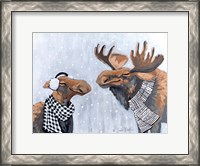 Framed Winter Moose Kisses