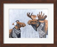 Framed Winter Moose Kisses