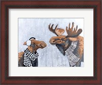 Framed Winter Moose Kisses