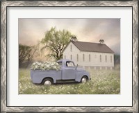 Framed Blue Ford at Barn