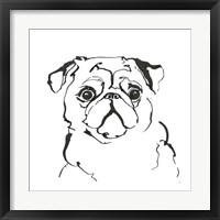 Framed 'Line Dog Pug I' border=