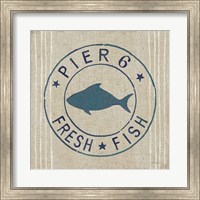 Framed Floursack Nautical VIII Fish Burlap