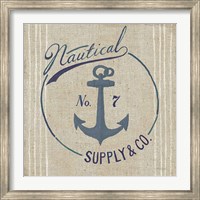 Framed Floursack Nautical IX Burlap