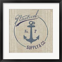 Framed Floursack Nautical IX Burlap