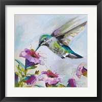 Framed 'Hummingbird II Florals' border=