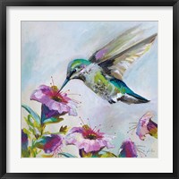 Framed 'Hummingbird II Florals' border=