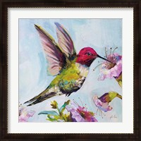 Framed 'Hummingbird I Florals' border=