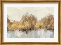 Framed Autumn River Reflection Gold