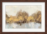 Framed Autumn River Reflection Gold