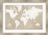 Framed Burlap World Map I
