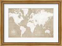 Framed Burlap World Map I