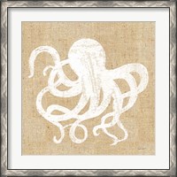 Framed Driftwood Coast IV White Burlap