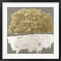 Framed Golden Tree on Grey