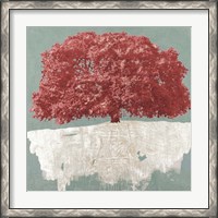 Framed Red Tree on Aqua