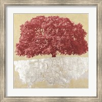 Framed Red Tree on Gold