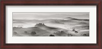 Framed Val d'Orcia panorama, Siena, Tuscany (BW)