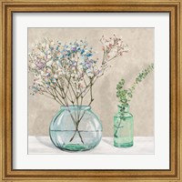 Framed Floral Setting with Glass Vases I