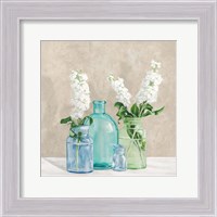 Framed Floral Setting with Glass Vases II