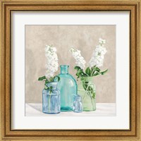 Framed 'Floral Setting with Glass Vases II' border=