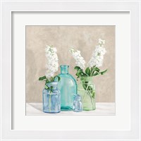 Framed 'Floral Setting with Glass Vases II' border=