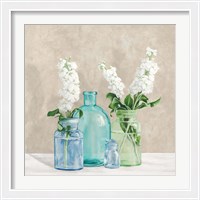 Framed Floral Setting with Glass Vases II