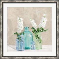Framed Floral Setting with Glass Vases II