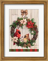 Framed Christmas Cardinal Wreath