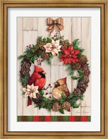 Framed Christmas Cardinal Wreath