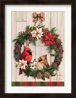 Framed Christmas Cardinal Wreath