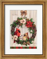 Framed Christmas Cardinal Wreath